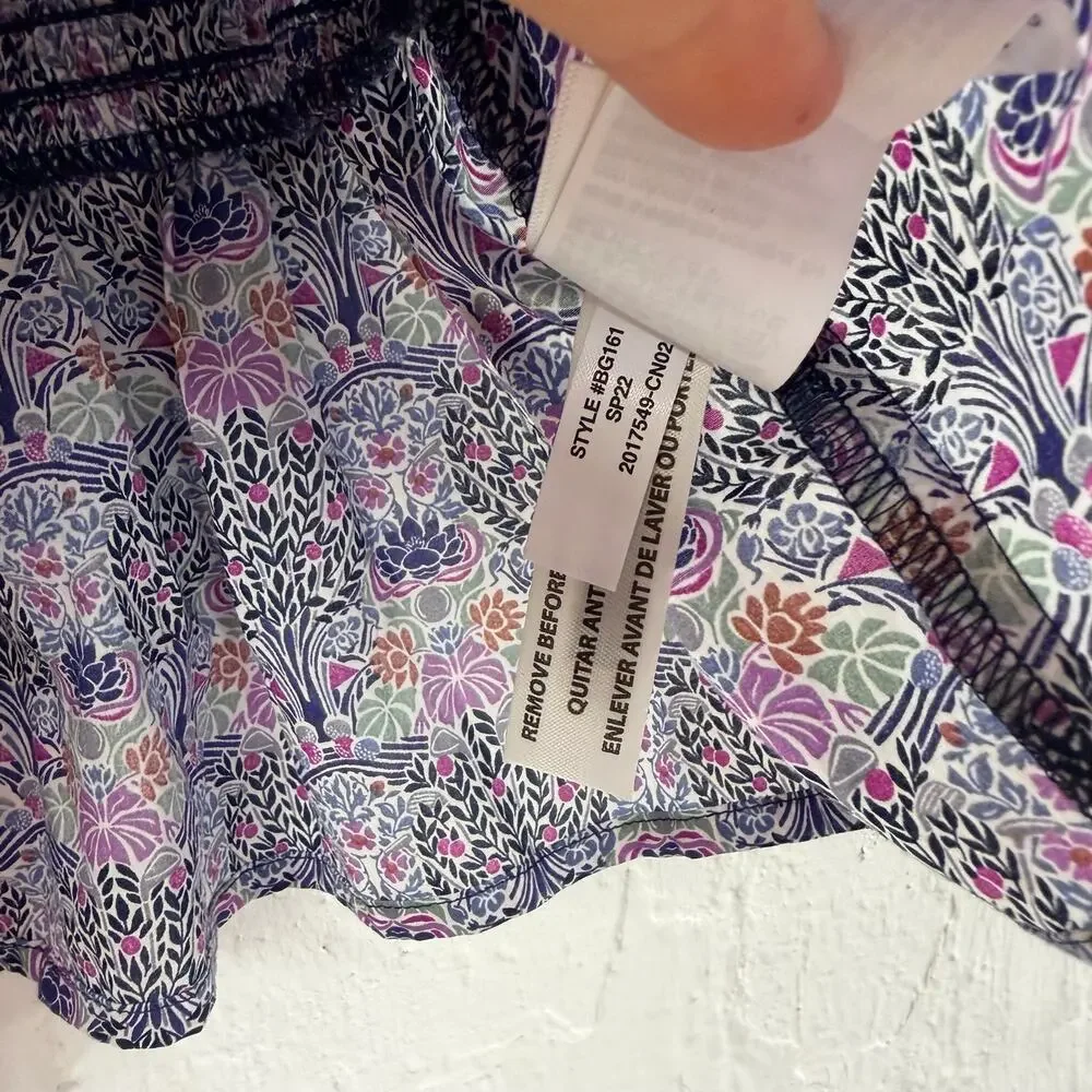JCrew Puff Sleeve Peplum Top Floral Liberty Fabrics XS OrganicCotton SquareNeck